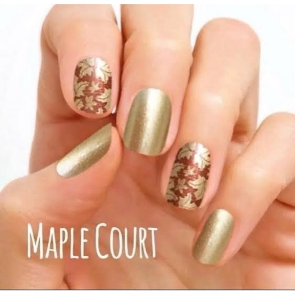 Color Street Maple Court Gold Leaf Burgundy Shimmer Nail Polish Strips FDS486